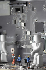 コンピユーターと人間とロボットが共存する未来社会