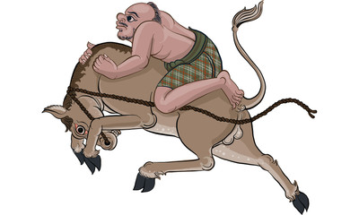 man riding horse in Thai traditional painting
