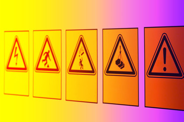 Warning signs in the form of a triangle