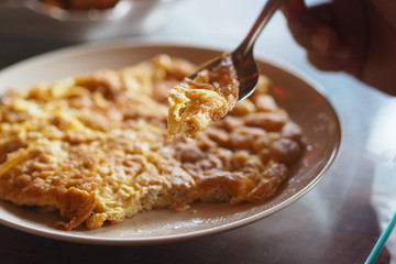 Thai-Style Omelet (Khai Jiao) in Restaurant
