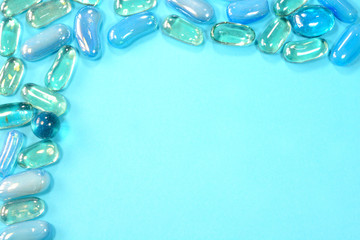 Blue background with glass stones on border