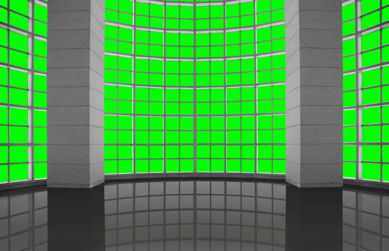 Greenscreen conceptual, modern industrial architectural windows grid, for background use