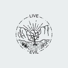 Vintage illustration of thin line desert.