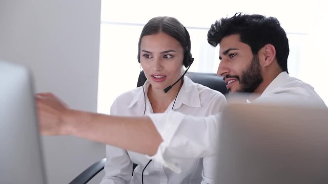 Call Center. Operators Working In Contact Center