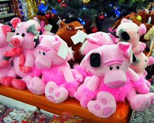 Christmas pigs under the tree