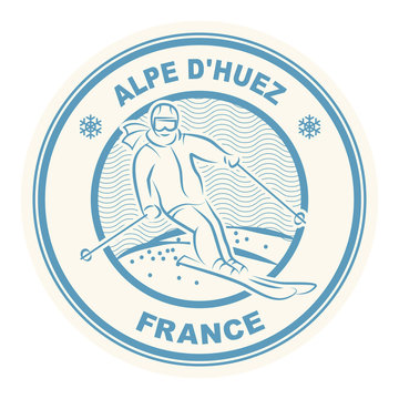 Alpe Dhuez Ski Resort Stamp