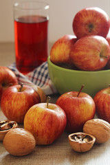 Apples and juice with autumn mood