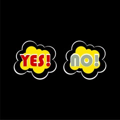 Comic text bubbles yes, no icon or logo on dark background