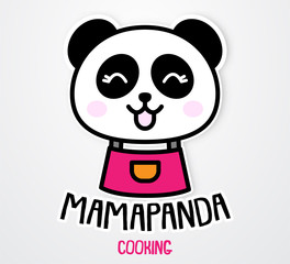 cute and funny mama panda sticker template with cartoon concept use for print and design element, vector eps 10 