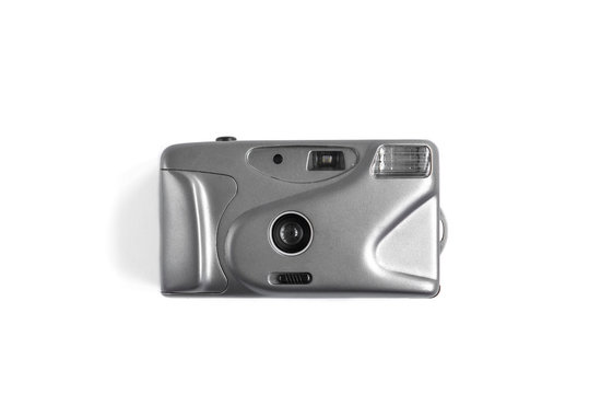 Old camera isolated on white background.