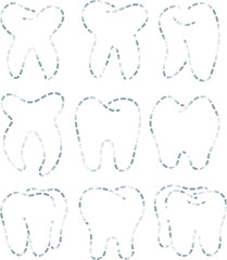 Silver Dot Line drawing of tooth set