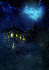 Creepy night castle