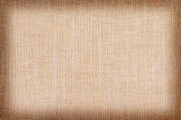 Linen fabric texture or background, Brown color.