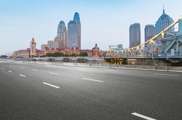 Obraz premium Expressway and Modern Urban Architecture in Tianjin, China