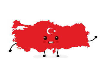 Cute funny smiling happy Turkey map 