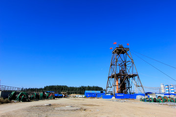 Drilling derrick in MaCheng iron mine, China