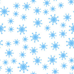 Seamless pattern of winter snowflakes vector background.