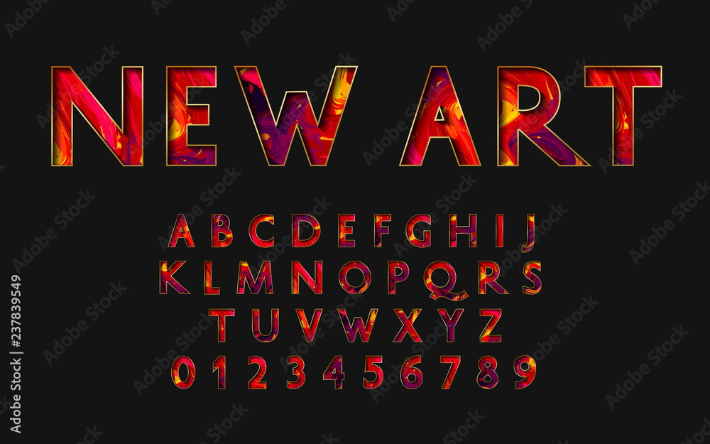 Fototapete new art font and alphabet vector numbers and letters for bright design