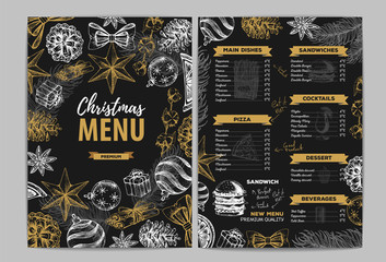 Fototapeta na wymiar Restaurant Christmas holiday menu design
