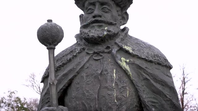 Famous hungarian historical person Gabor Bethlen statue at Ny&radic;&ne;rbator, Hungary, Recorded with a sony alpha A7 III in 4K.