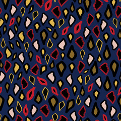Pattern leopard trendy print blue pink gold sand color exotic illustration. Ornament or drops with silhouette.