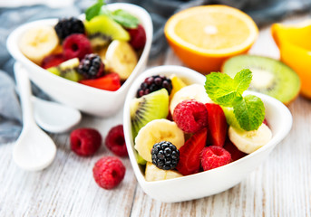 Bowls with fruits salad