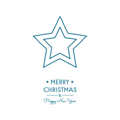 Concept of Christmas card with hand drawn star. Vector.
