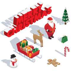set of elements for the holiday. Merry Christmas. isometry