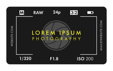 Photographer Business Card with Viewfinder Screen and Aperture