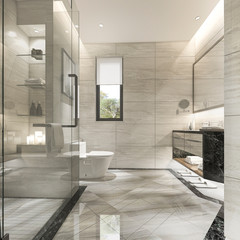 3d rendering modern bathroom with luxury tile decor