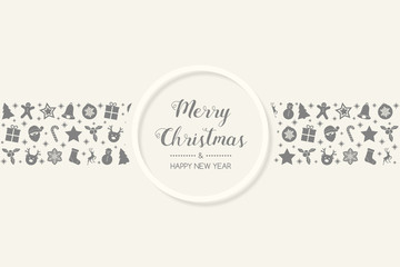 Christmas card in retro style with festive elements. Vector.