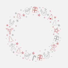 Fototapeta na wymiar Concept of Christmas background with wreath and decorations. Vector.