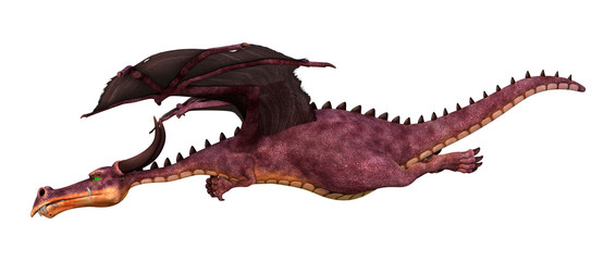 3D Rendering Fairy Tale Dragon on White