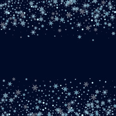 Abstract form of flying snowflakes. Falling snowflakes, snow flakes. Festive design of packaging, wallpapers, tiles, textiles, covers.