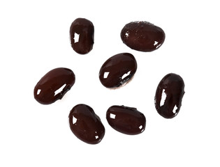 boiled black beans isolated on white