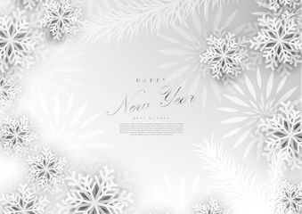 Happy new year white winter docoration background template vector
