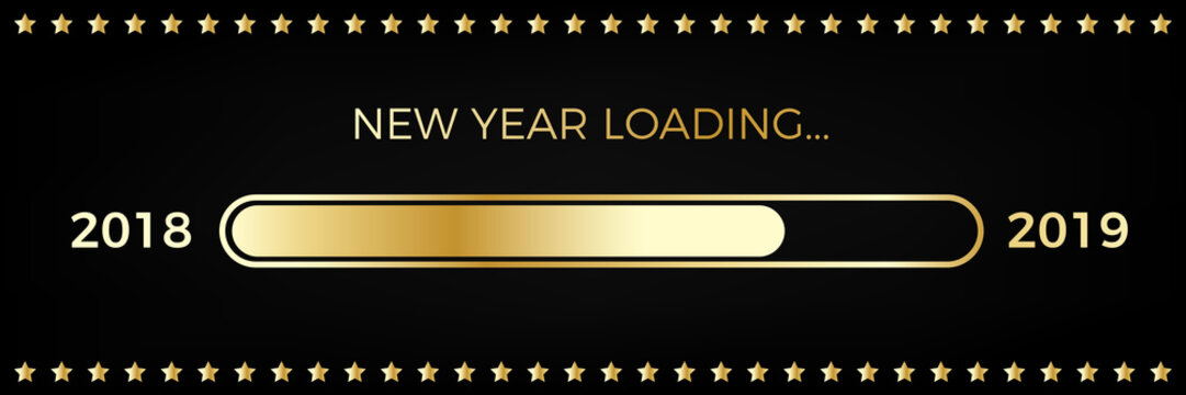 New Year Loading Gold Banner gold glitter