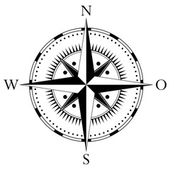 Kompass rose mit deutscher Osten Abk&uuml;rzung f&uuml;r Marine- oder Seefahrt sowie geographische Karten mit allen wichtigen Windrichtungen auf einem isolierten wei&szlig;en Hintergrund als Vektor in eps oder ai.