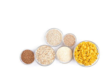 Carbohydrates of , potatoes and groats. Pasta, lentil, buckwheat, wheat and bean.