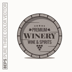 Wine barrel logo. Winery wine and spirits label on white background