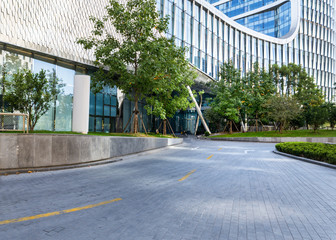 buildings with empty concrete square floor，Qianjiang New Town，hangzhou,china