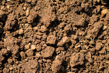Plowed soil in the field texture