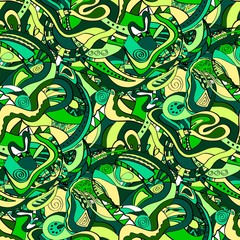 Decorative abstract vector seamless pattern with lines and doodles.