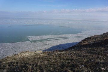 Frozen lake in Jurilovca, Roumania