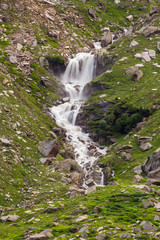 Waterfall seen from the Leh - Manali highway, Himalayas, Jammu and Kashmir, Northern India.