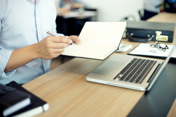 Business man work out of office