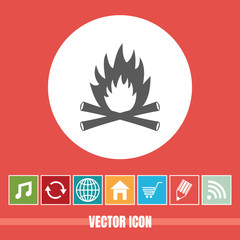 very Useful Vector Icon Of Camp Fire with Bonus Icons Very Useful For Mobile App, Software & Web