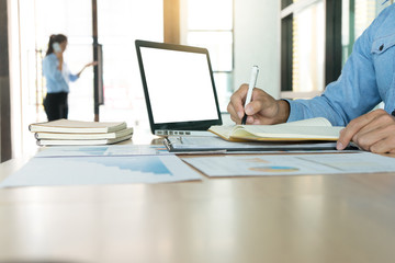Businessman work with computer on table