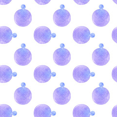 watercolor round shapes on white, seamless pattern