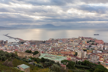 Obraz premium View of the old town of Naples in cloudy day, Italy.